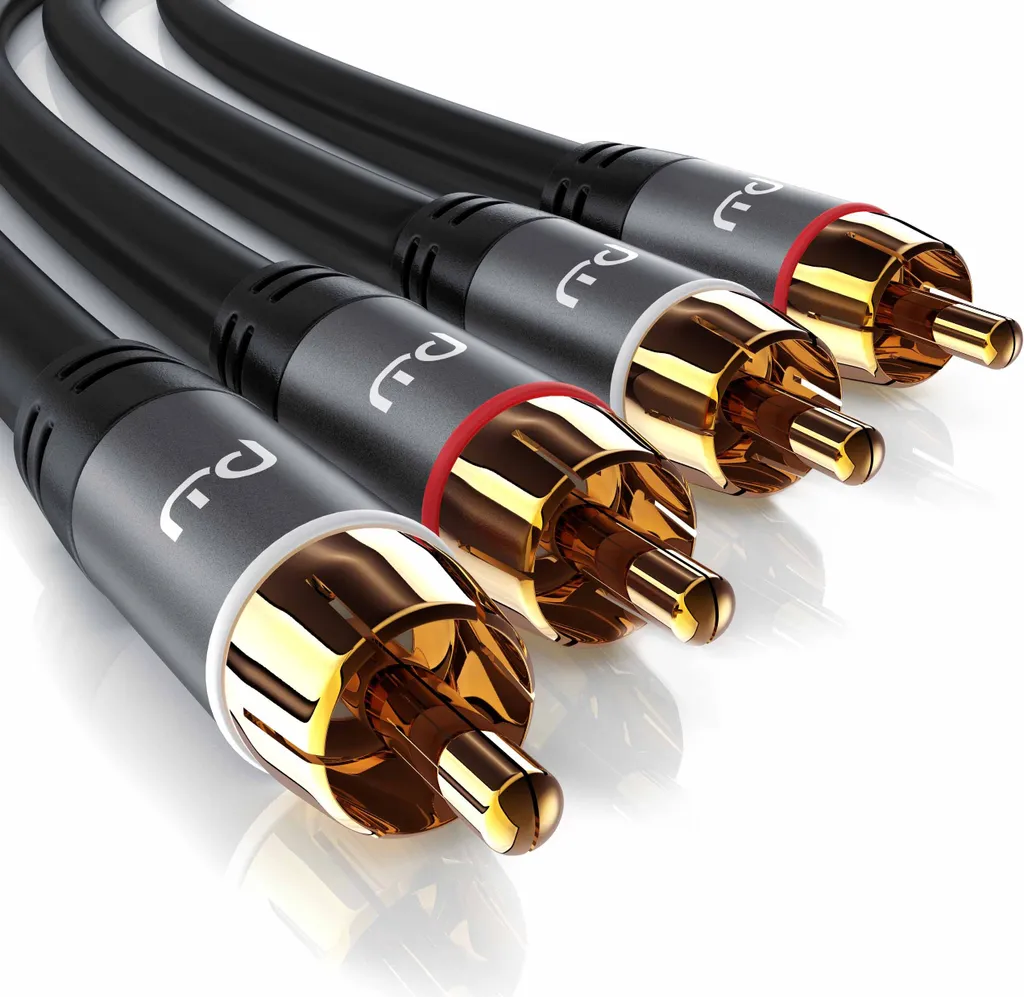 Primewire Câble Audio RCA 10m - Câble Stéréo Hi-Fi Blindé 2x RCA vers 2x RCA