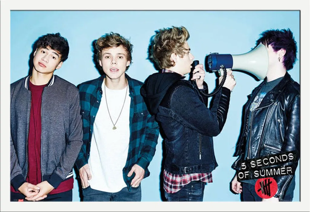 5 Seconds of Summer - Poster - Megafono + cornice rimovibile, Shinsuke® Maxi MDF bianco, disco acrilico