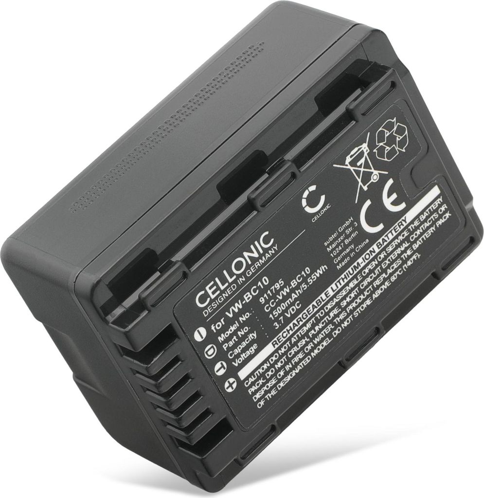 CELLONIC 1x Akku für Kamera Kompatibel mit Panasonic HC-VX870, HC-V520, HDC-SD40, VW-VBK180 - (1500mAh, 3.7V)