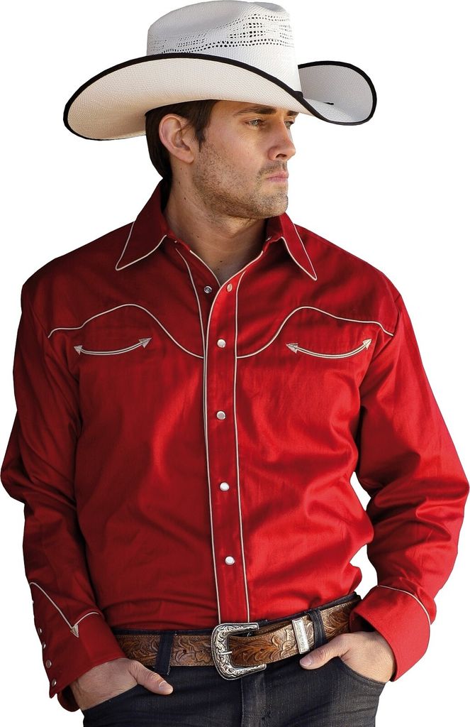 Herren Westernhemd Cowboy Biker Western Hemd »JACK« Rot