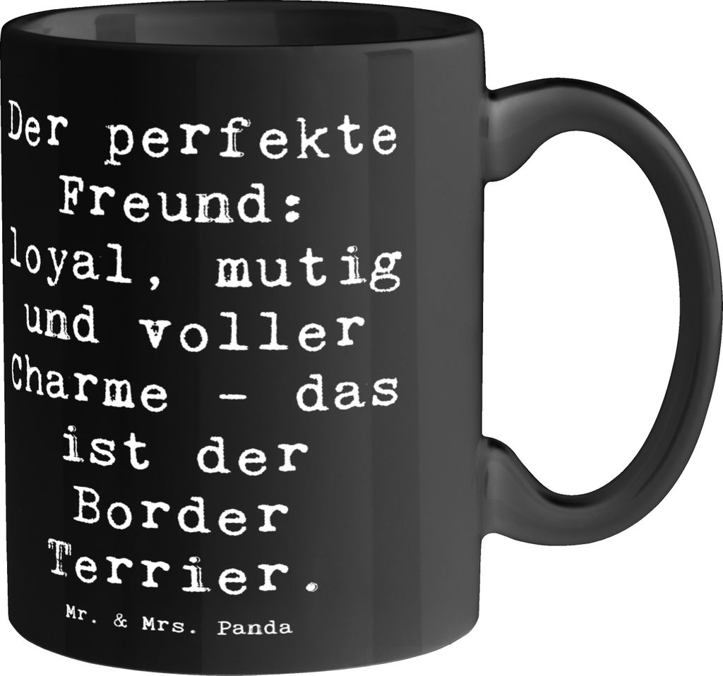 Mr. & Mrs. Panda Kaffeebecher Spruch Border Terrier Freund - Schwarz - Geschenk, Trinkbecher, Teetasse, Hunderassen, Tasse, mutig, perfekter, Hunde...