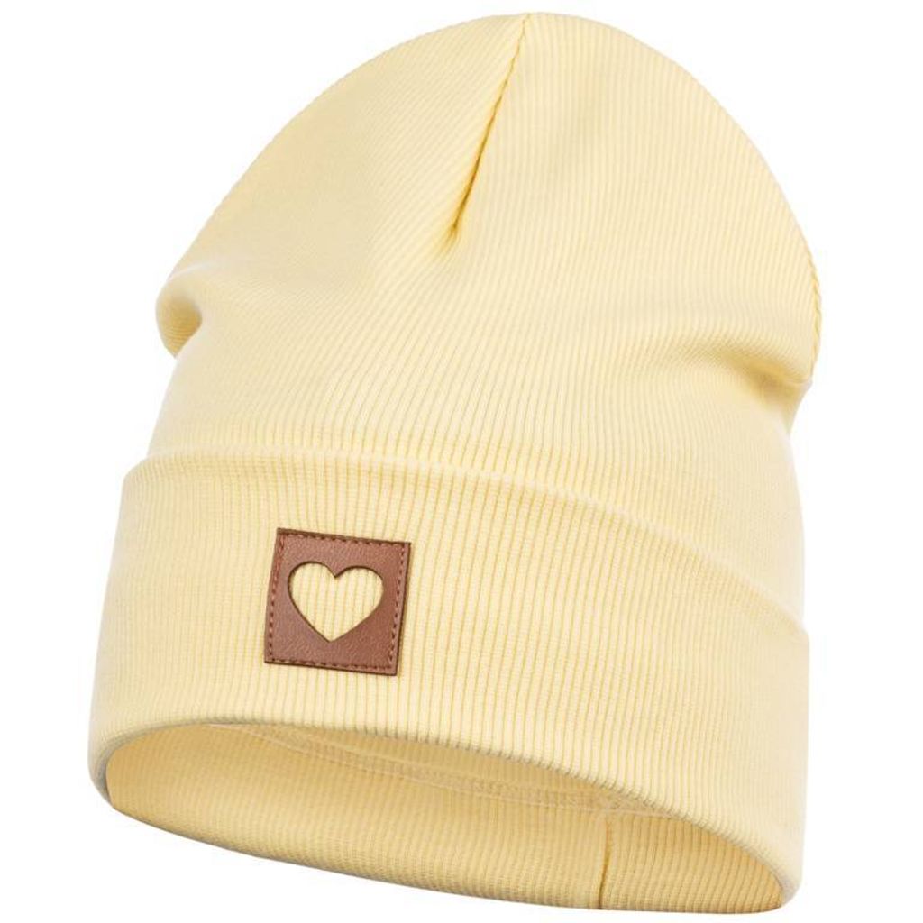 Smarilla Mütze Mädchen Damen Kinder Beanie gerippt, Gr. 46-48, Hellgelb