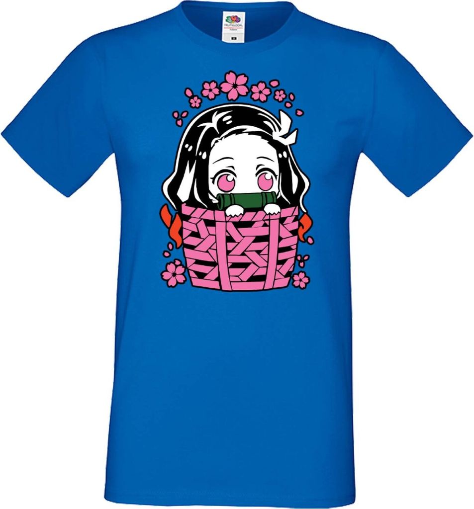 Herren T-Shirt Anime Manga Demon Anime Slayer Nezuko Kamado 06, Man XL / Blau