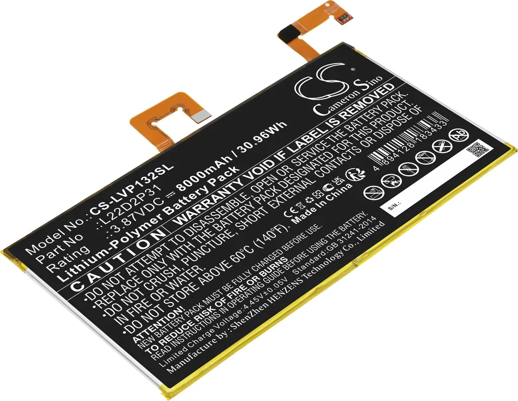 Batterie L22D2P31 pour Lenovo Tab P11 Pro TB-J706 et TB132F TECHTEK