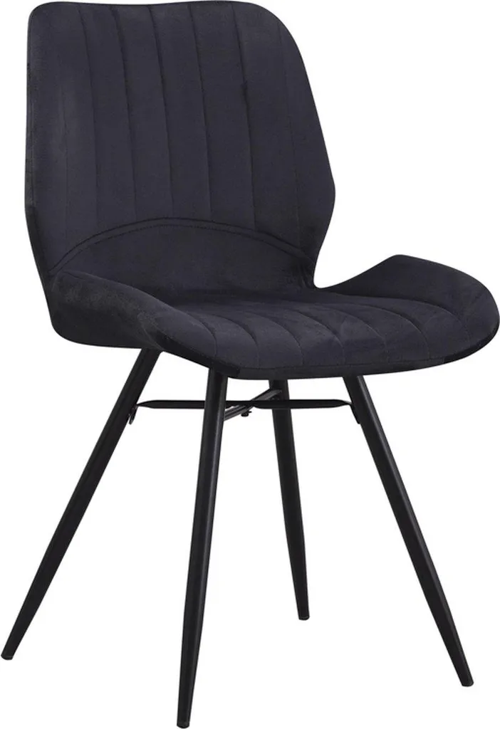 Chaise de salle à manger Peri Happyment en velours noir et pieds métal