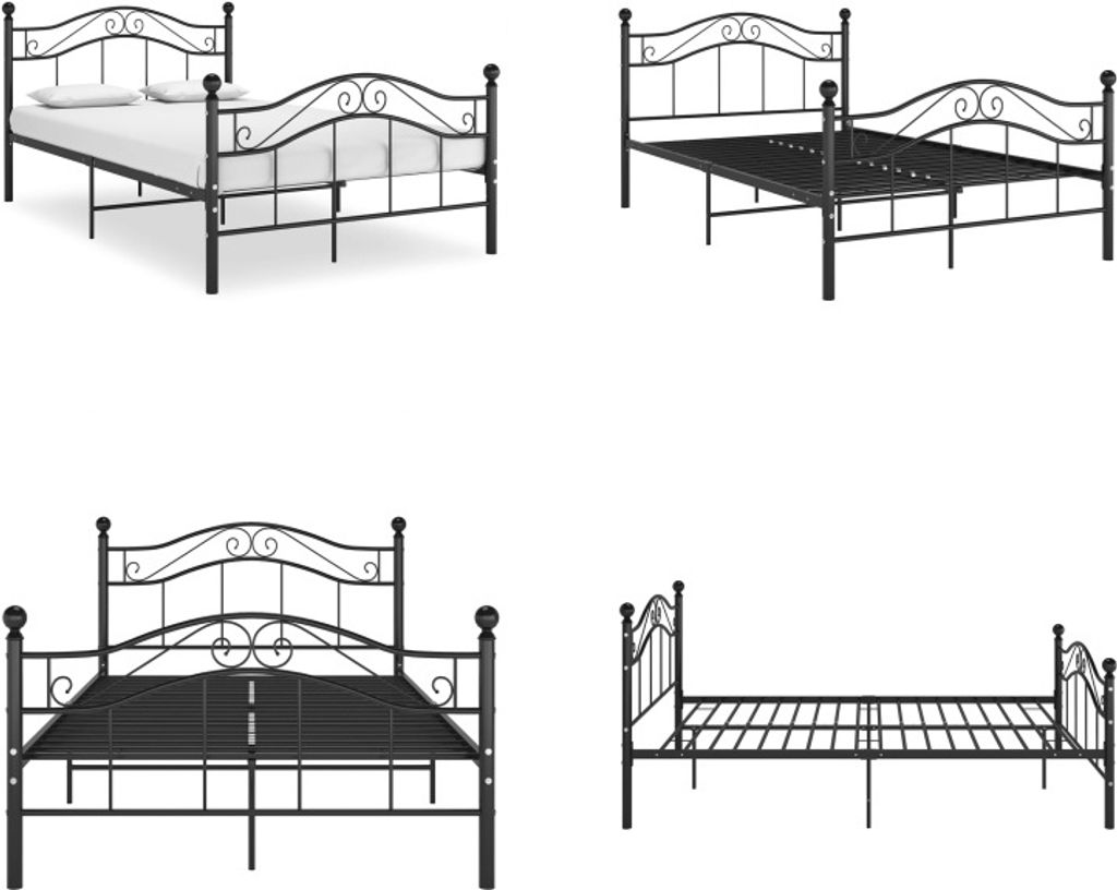 vidaXL Bett Schwarz Metall 120x200 cm - Bettgestell - Bettgestelle - Bettrahmen - Bettrahmen