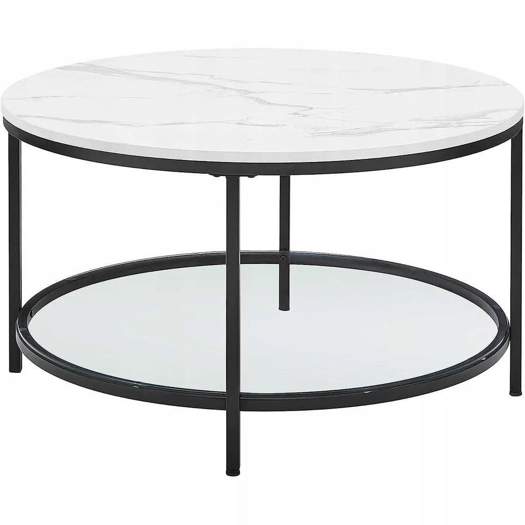 Table basse LATICIA effet marbre blanc et noir pour salon moderne