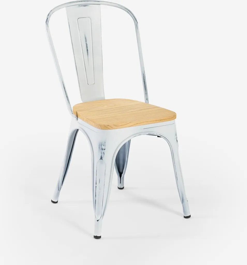 Chaise stable et robuste en métal blanc pour décorer un petit espace