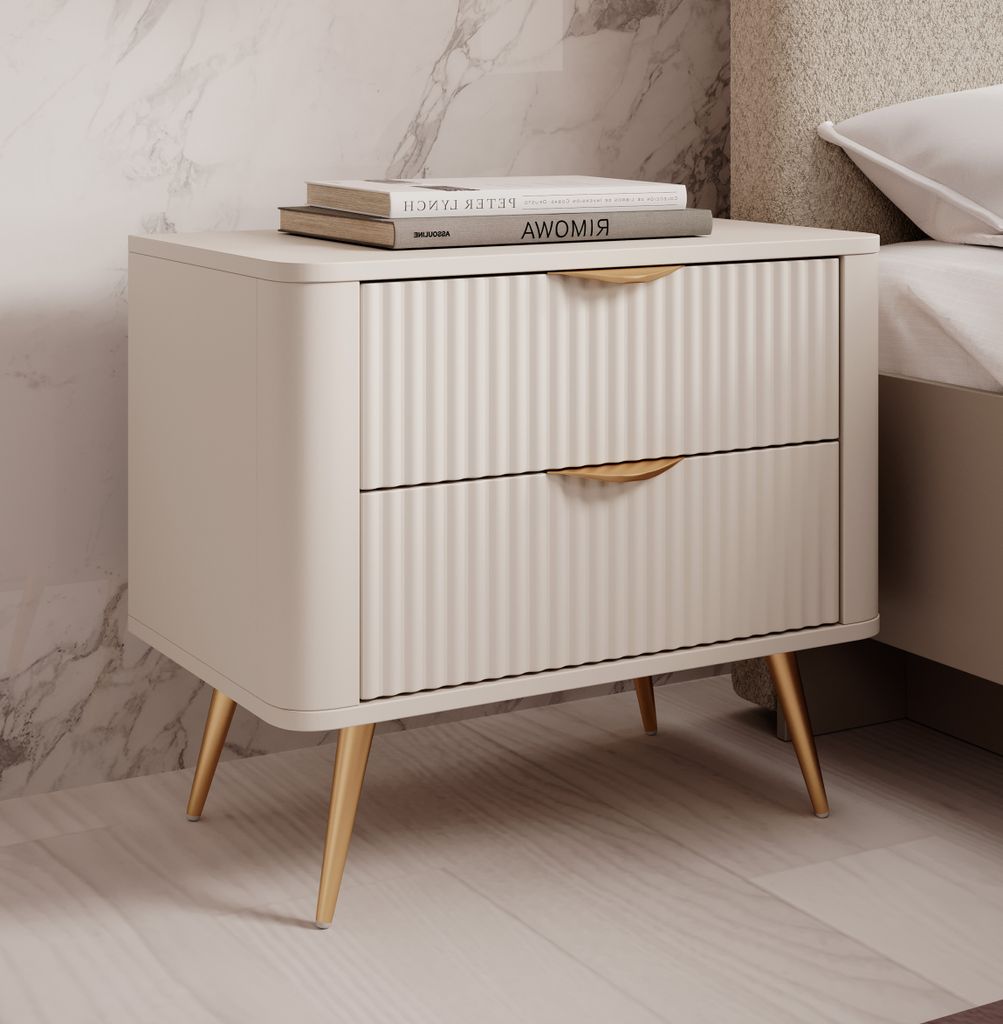 AX LIVING Moderne Nachttisch Vespasia beige 63,2 x 55,3 x 38 cm