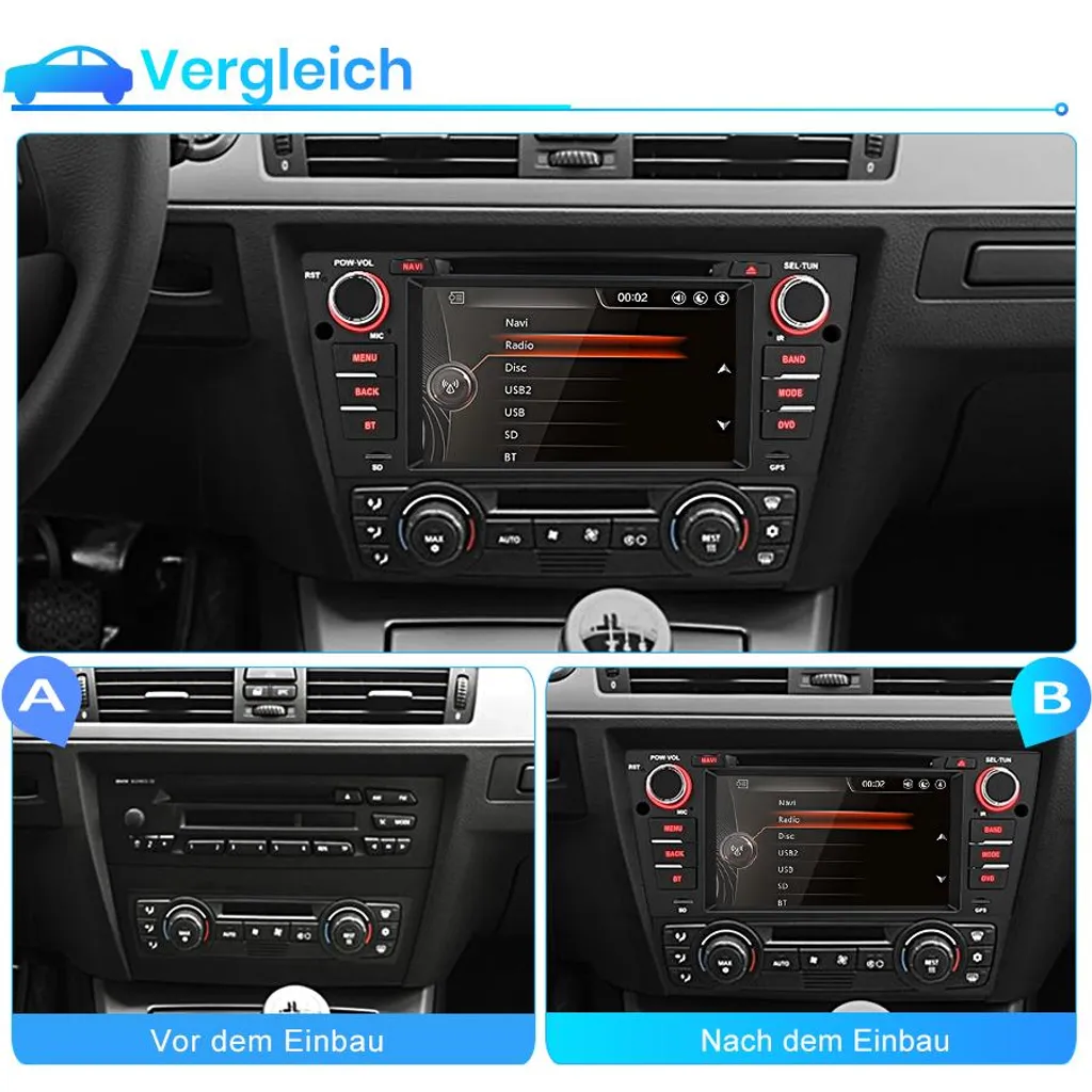 Station Multimédia GPS 7" pour BMW Série 3 E90 à E93 Bluetooth et RDS