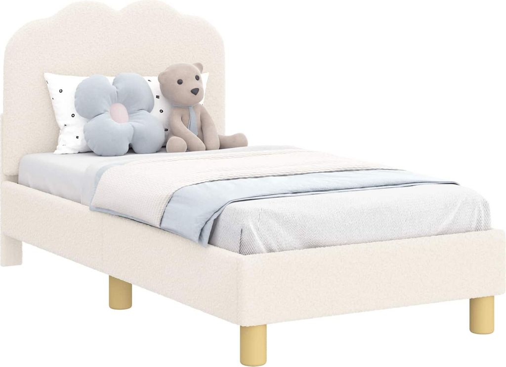 vidaXL Kinderbettgestell mit Kopfteil Creme 70 x 140 cm Produktbild 