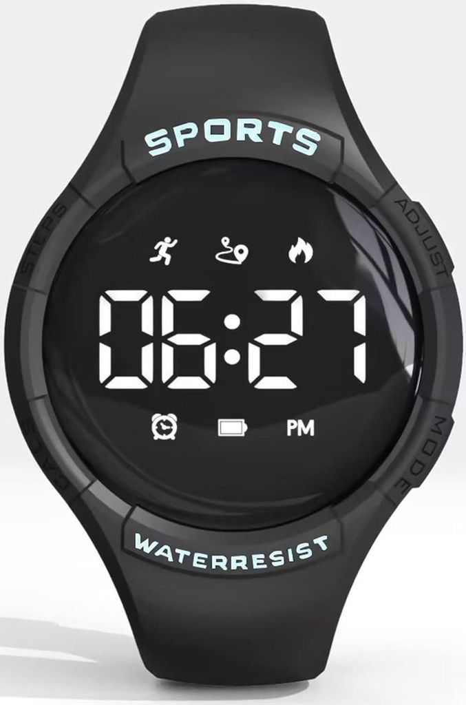 Schrittzähler Fitnessuhr Damen Herren Digital, Ohne App Handy, Kalorien Entfernung Tracker, USB Aufladbar, Wecker Stoppuhr, Kinder Sportuhr Watch
