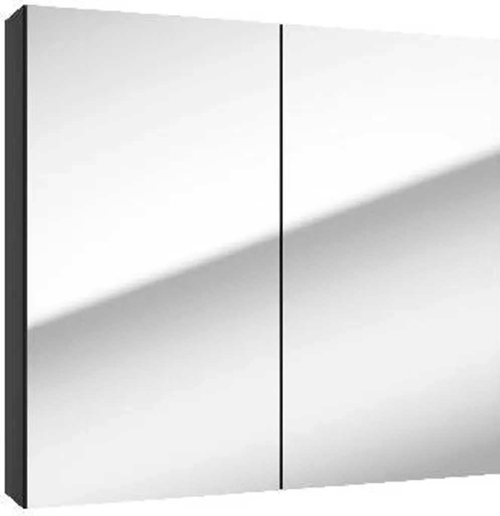 Armoire à Miroir de Salle de Bain kielle Vega 80 cm Noir Mat Gain de Place
