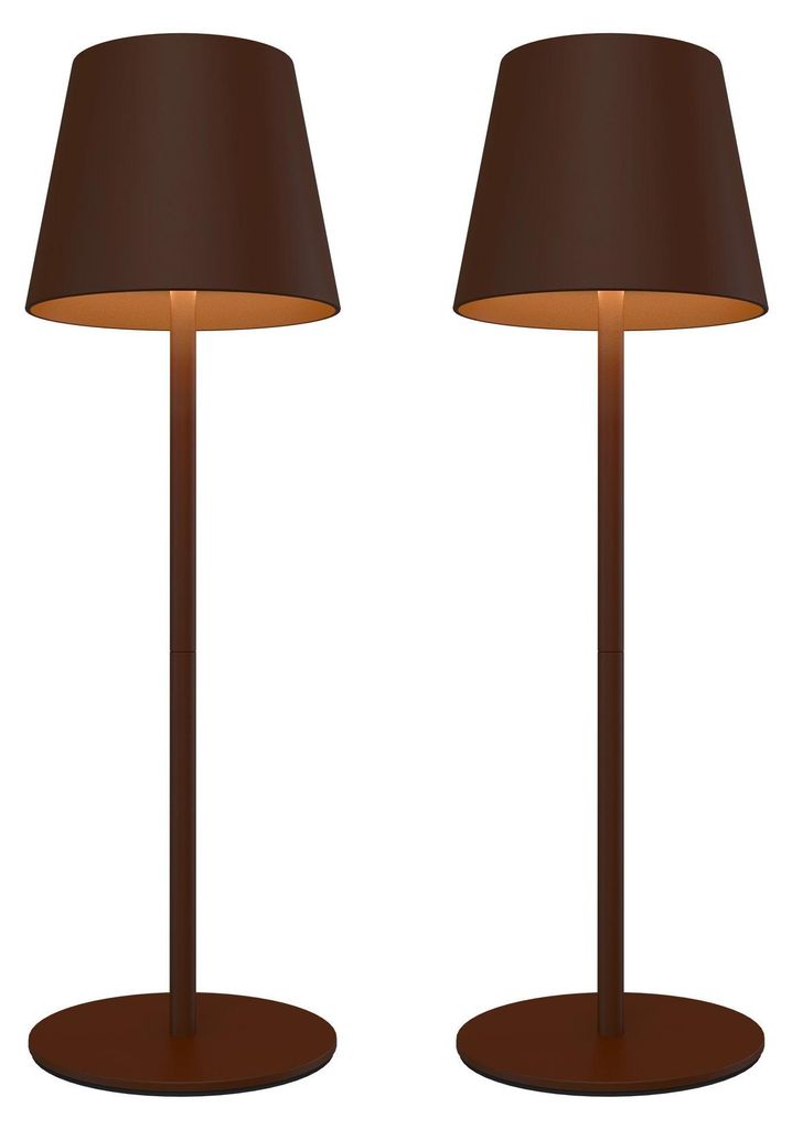 Ledvion 2x Wiederaufladbare LED Tischleuchte Braun Dimmbar Produktbild 