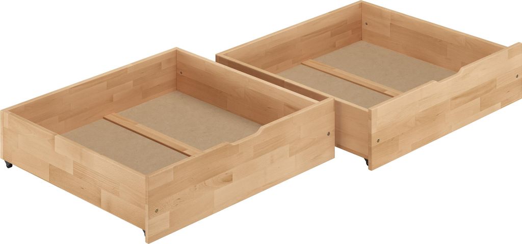 Zweiteiliger Bettkasten für Bett 60.45 Buche farblos lackiert - 90.10-BS35