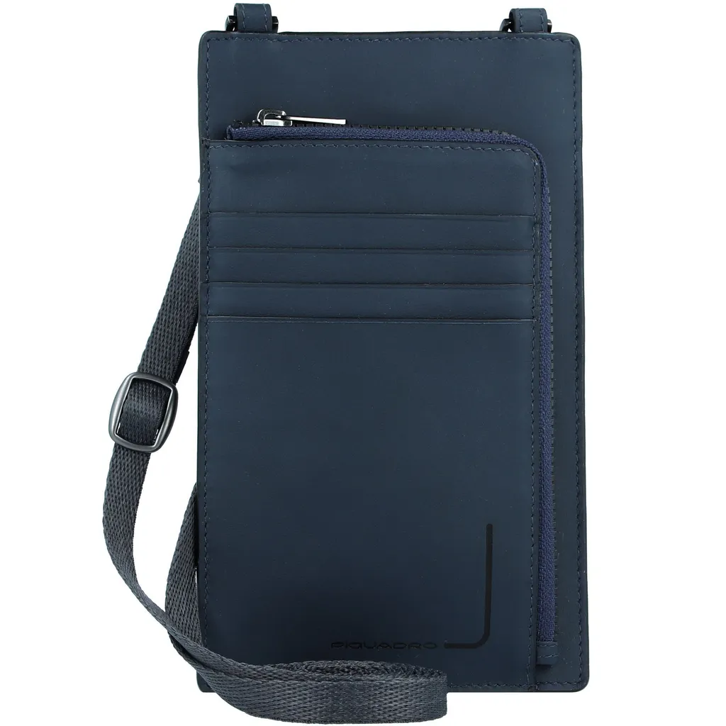 Sacoche Piquadro PQJ en cuir bleu avec poche frontale pratique - 5