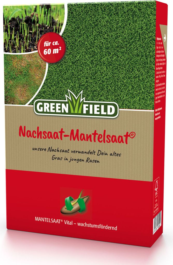 Greenfield Nachsaat-Mantelsaat 1 kg - verjüngt den Rasen