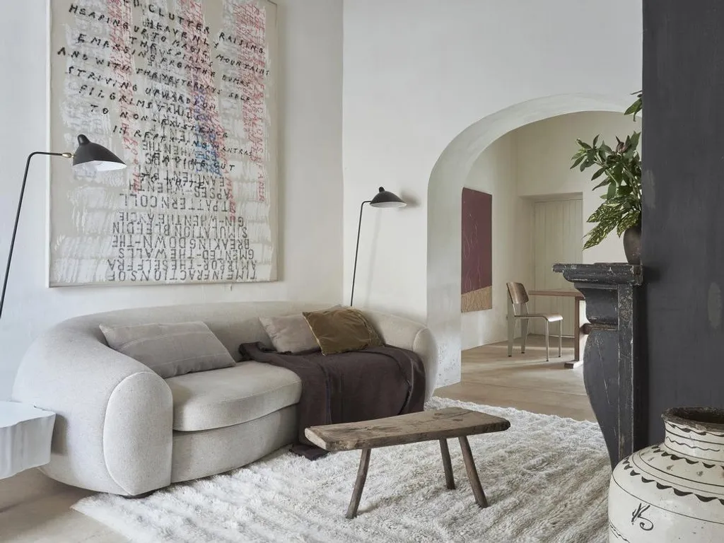 Petit tapis de salon en laine blanche Dunes - Décoration scandinave