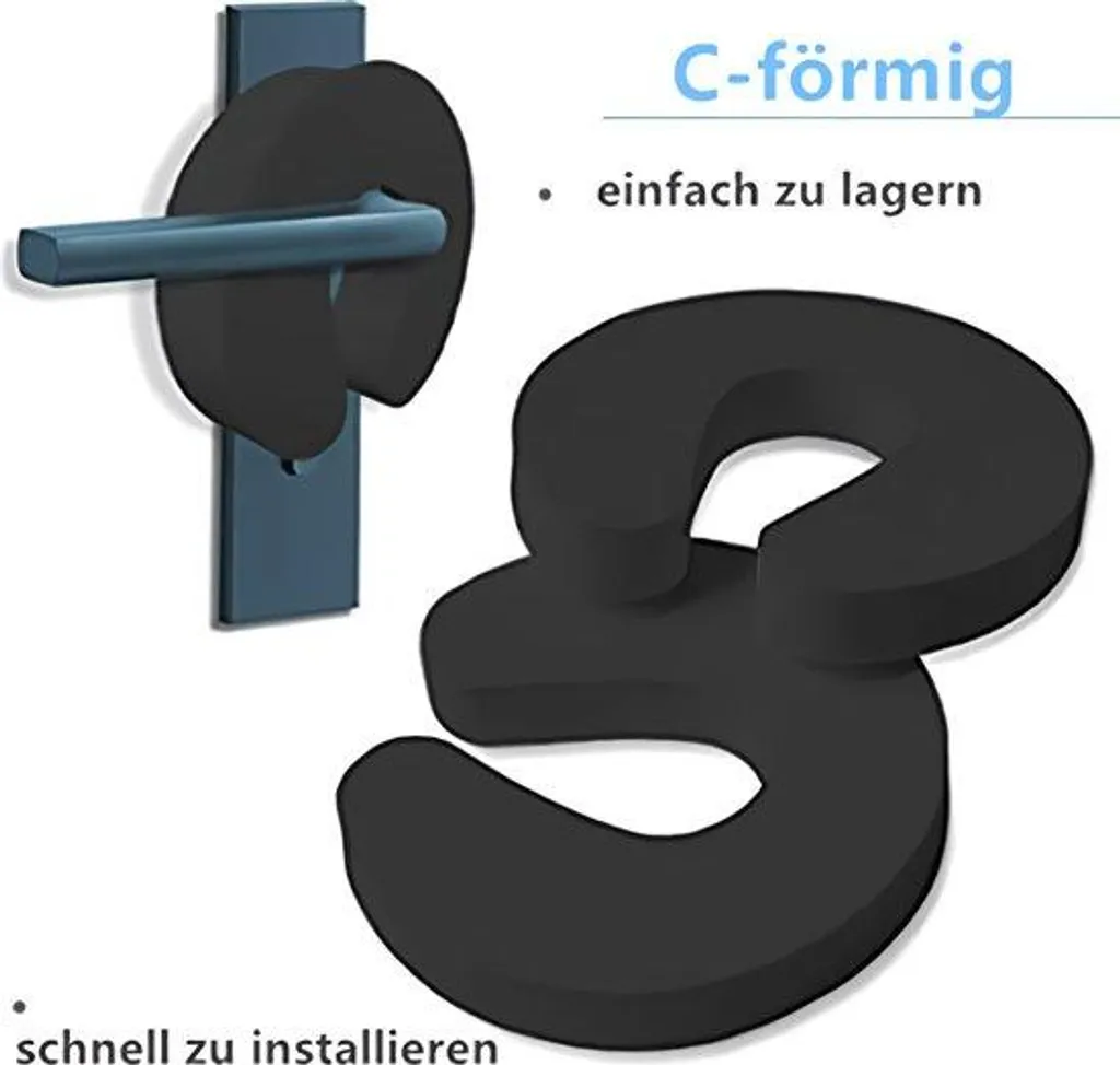 Bloque-porte de sécurité enfant noir lot de 6 pour portes et fenêtres