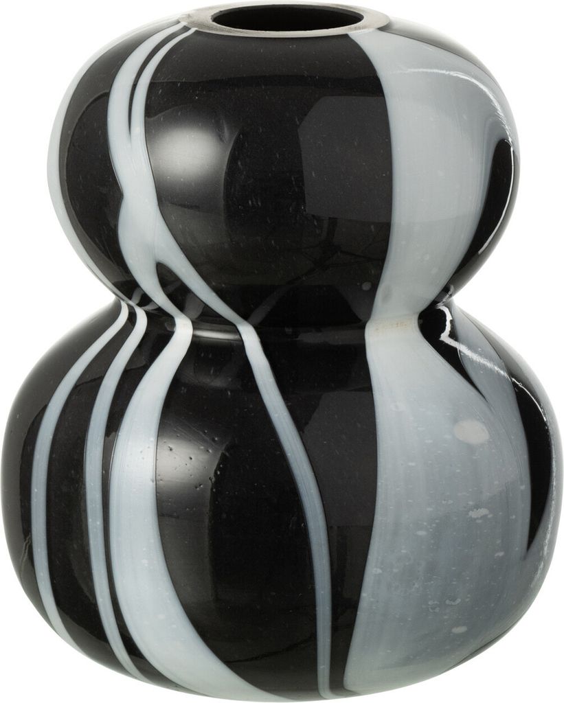 J-Line Vase Raucheffekt Glas Schwarz/Weiß