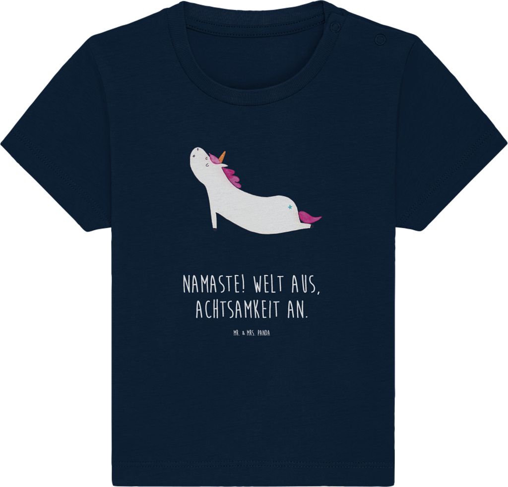 Mr. & Mrs. Panda Babyshirt Einhorn Yoga 0. - 6. Monat - French Navy - Geschenk, Sport, T-Shirt Baby, Baumwolle Shirt, Unicorn, Namaste, , Kinder To...