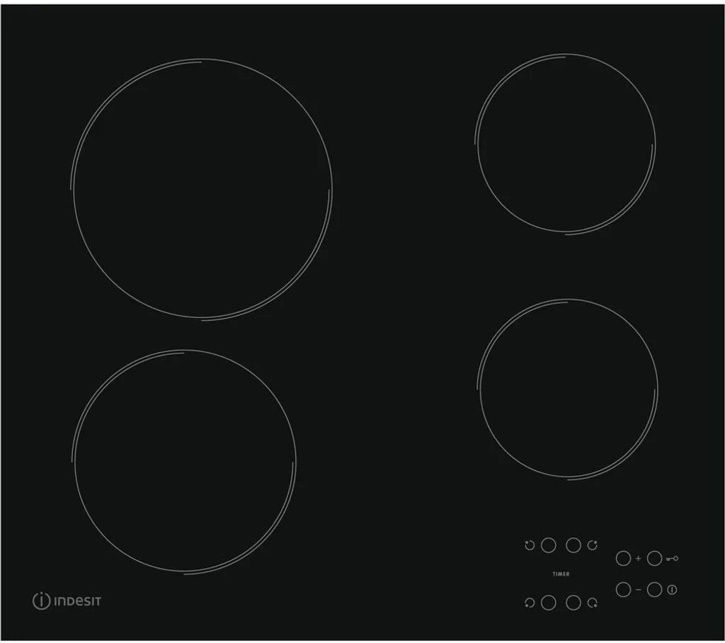 Plaque de Cuisson 4 Zones Indesit dont Foyer Puissant 2,1 kW Noir