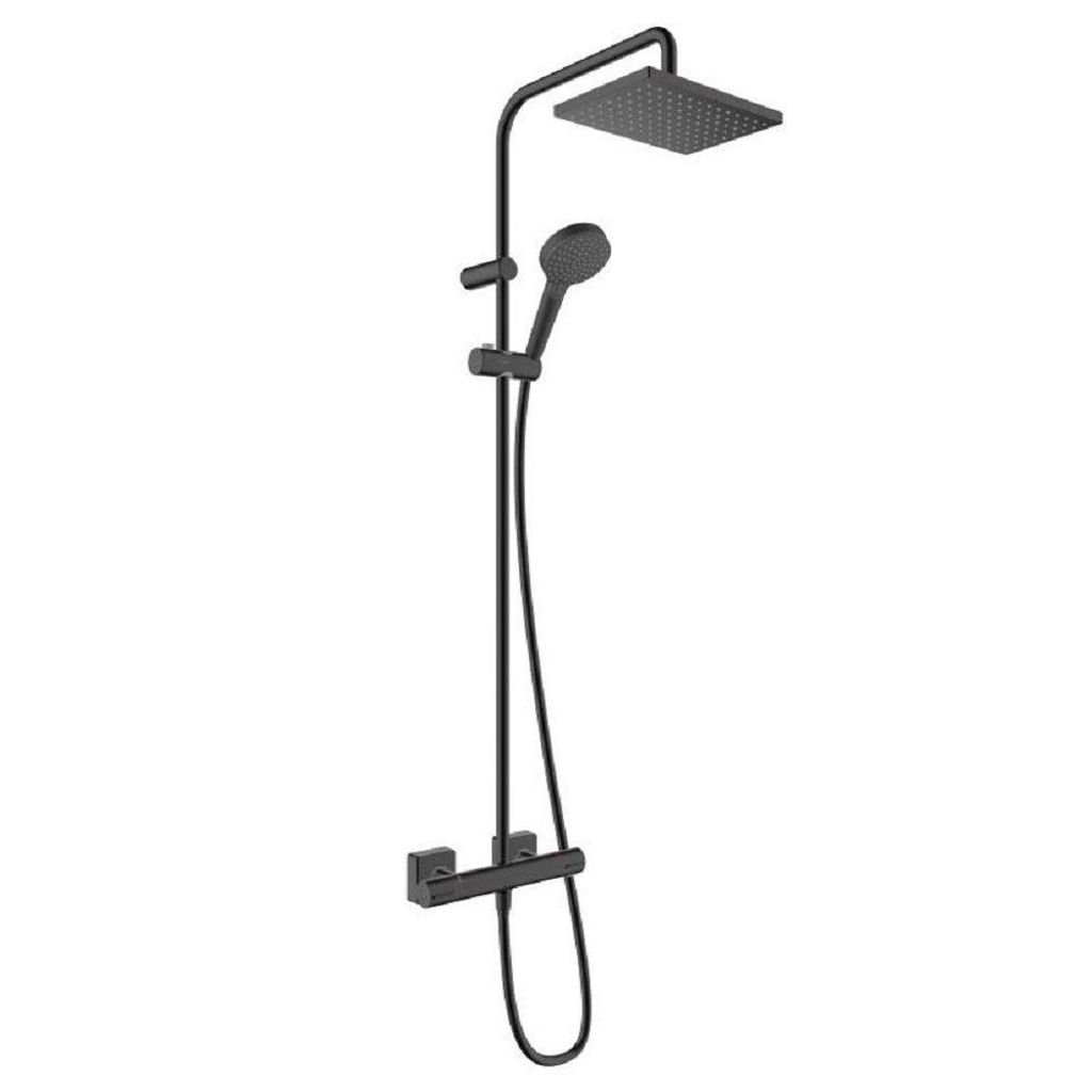 hansgrohe Duscharmatur VERNIS Shape Duschsystem, Thermostat Duschbrause Regendusche Armatur (Wasser sparen, Wassersparen, Komplettset, Chrom)