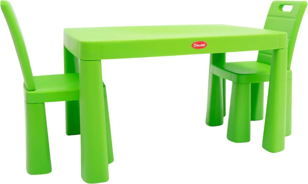 Doloni Ensemble de repas pour enfants Vert - Table et chaises robustes - 6