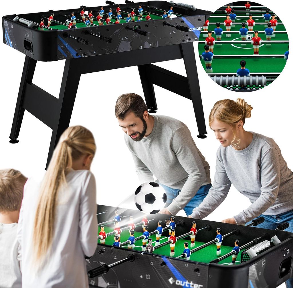 Outtec Kickertisch, Tischkicker, Tischfußball für Kinder und Erwachsene - 121 x 60,5 x 82,5 cm - inkl. 2 Bälle - Fußballtisch mit 22 Spieler,...