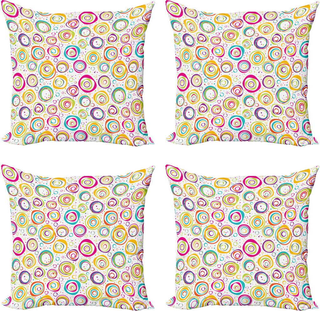 ABAKUHAUS Geometrisch Kissenbezug Set (4 Stück), Kinder-Spirale und Punkte, Moderner Doppelseitiger Digitaldruck, 40 cm x 40 cm, Mehrfarbig