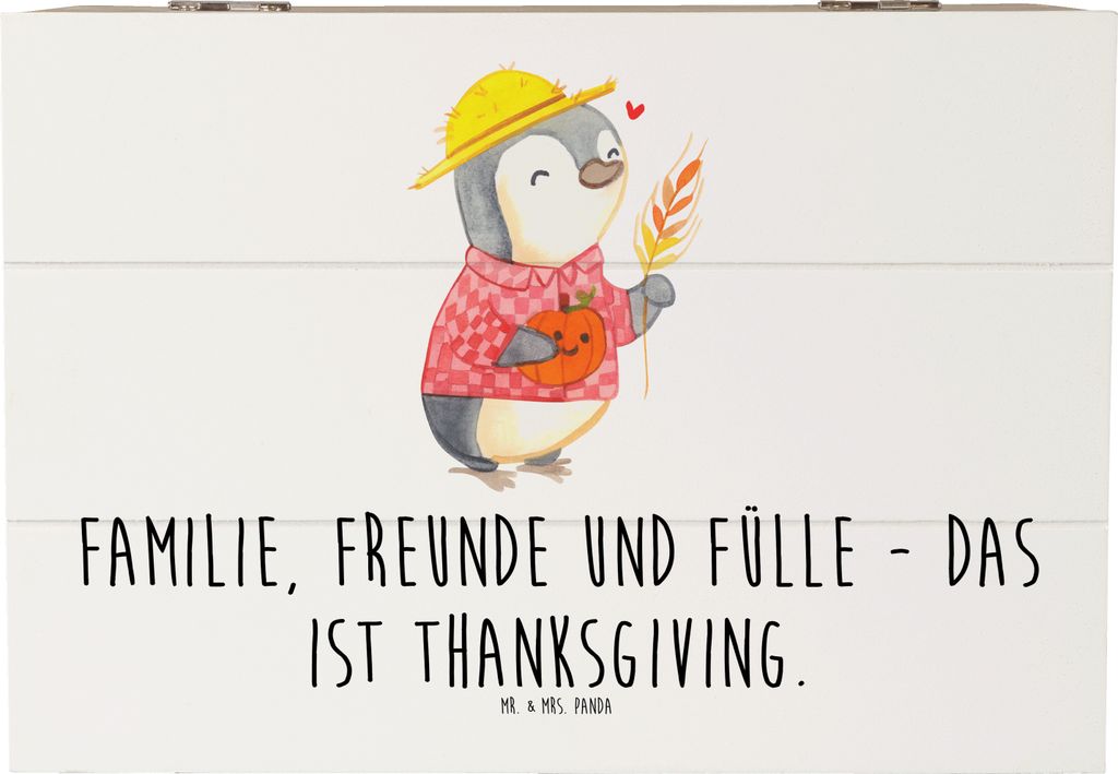 Mr. & Mrs. Panda Holzkiste Erntedankfest Freunde & Fülle 22 x 15 cm - Weiß - Geschenk, Holzbox, Thanksgiving Geschenke, fotobox, Schatulle, Famil...