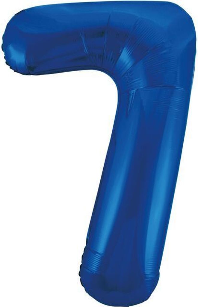 Unique Folienballon Zahl 7 in Blau, ca. 86 cm groß, für Geburtstag & Party