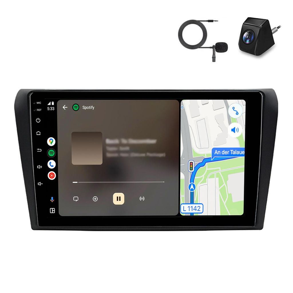 Android Autoradio mit Kamera und Mic Für Mazda 3 2003-2009 Wireless CarPlay Android Auto WiFi GPS Navi RDS DSP DAB+ BT 9 Zoll 2+64GB