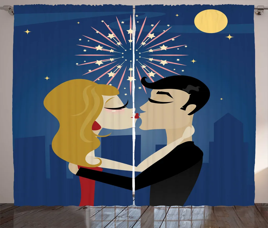 ABAKUHAUS Rideaux Rustiques Feux d'Artifice de Nuit 280 x 225 cm Multicolore