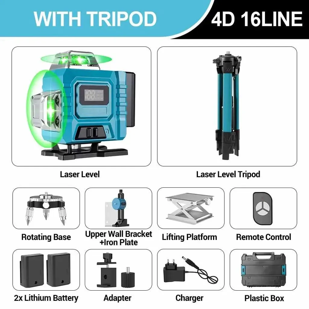 Niveau laser rotatif 360° 16 lignes 4D Braun pour traçage de précision