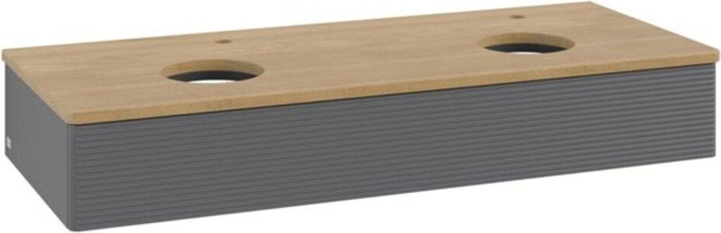 V&B Waschtischunterschrank mit Frontstruktur, mit Beleuchtung Antao 120x19x50cm, HL, WBP hon. Oa, A m Lac