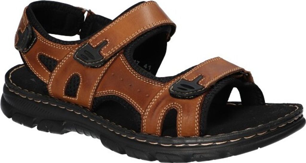 AMERICAN CLUB CY147 Herrensandalen aus Leder, Echtleder Sandalen, Sandalen mit Klettverschluss Braun 42