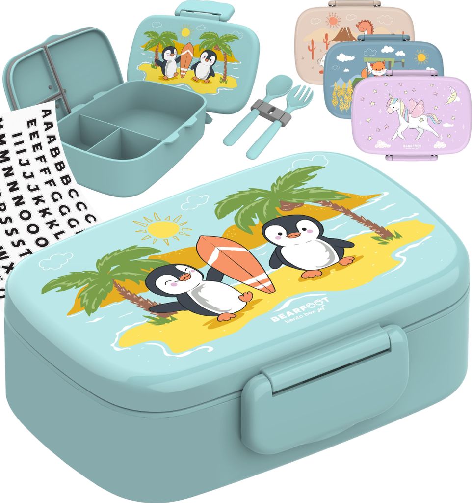 Brotdose Kinder Mit Fächern - BPA Frei Bento Box Für Kindergarten & Schule Bunt Bedruckt