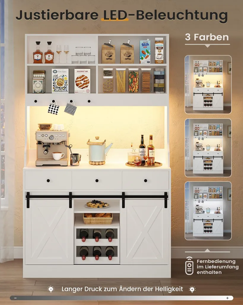 Buffet de cuisine gain de place : rangement LED et prises intégrées