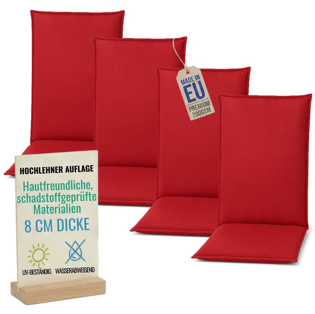 Pillows24 - 4x Hochlehner Auflagen 120x50x8 cm | Bequeme & Produktbild 
