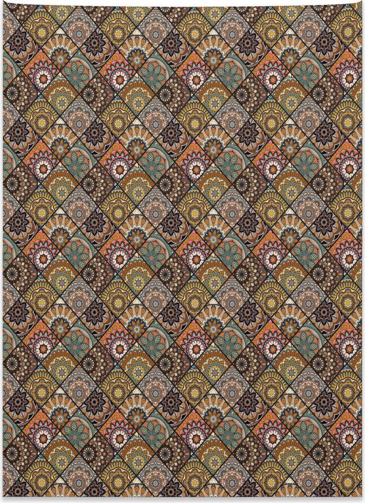 Abakuhaus marokkanisch Wandteppich, Ethnische Retro Checkered aus Weiches Mikrofaser Stoff Kein Verblassen Klare Farben Waschbar, 110 x 150 cm, Meh...