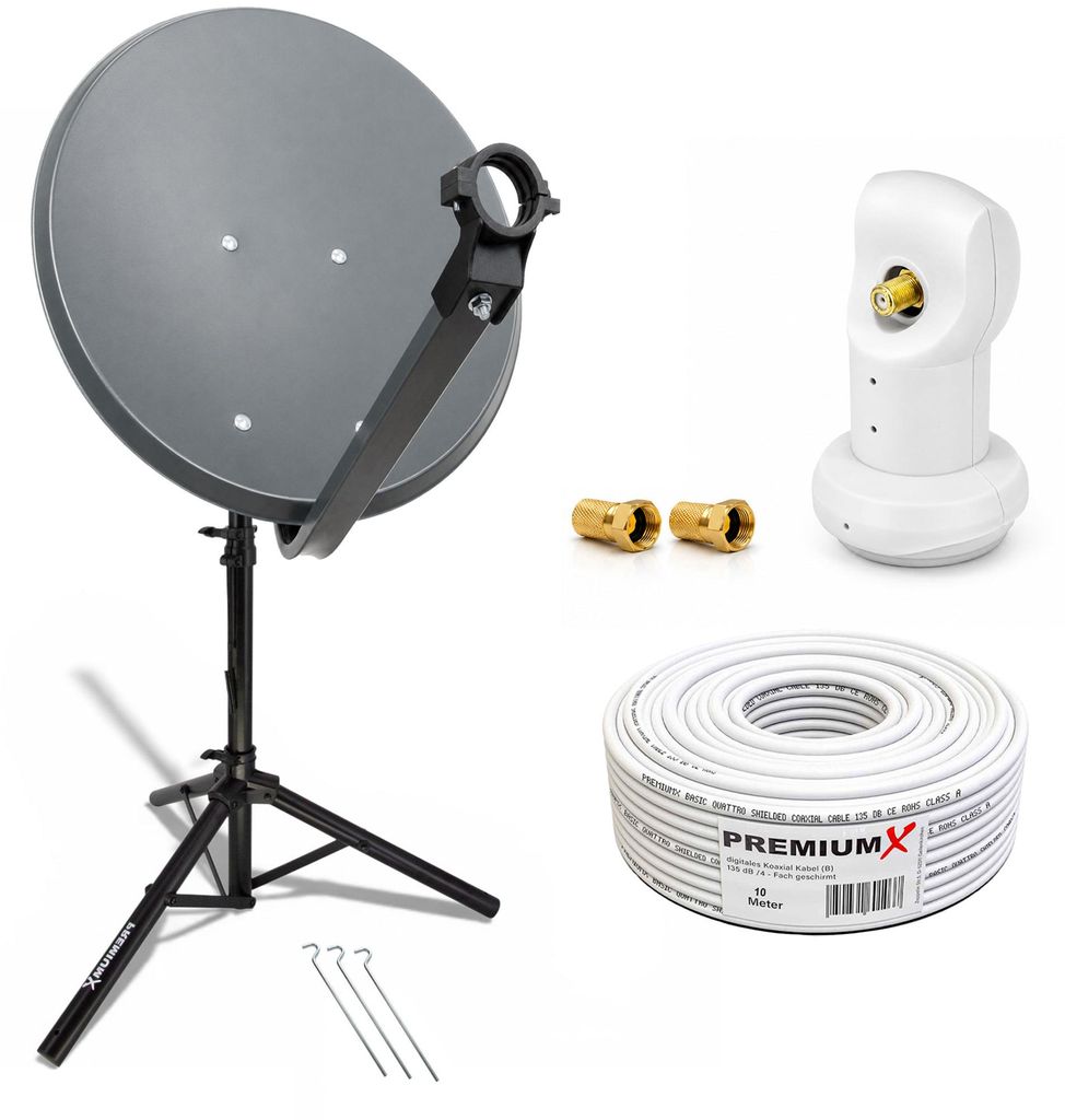 PremiumX Camping SAT Anlage 60cm Antenne Single LNB 10m Produktbild 