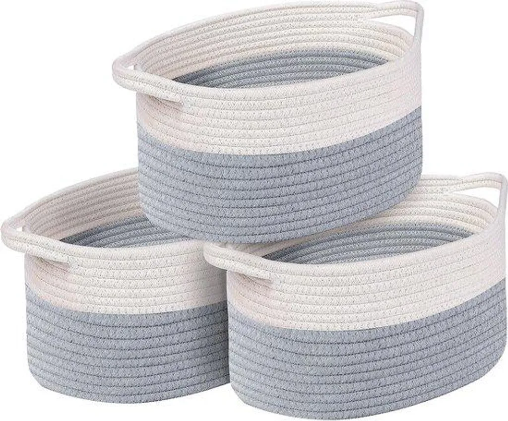 Gagnez de la place avec le coffret en osier empilable gris et blanc x3