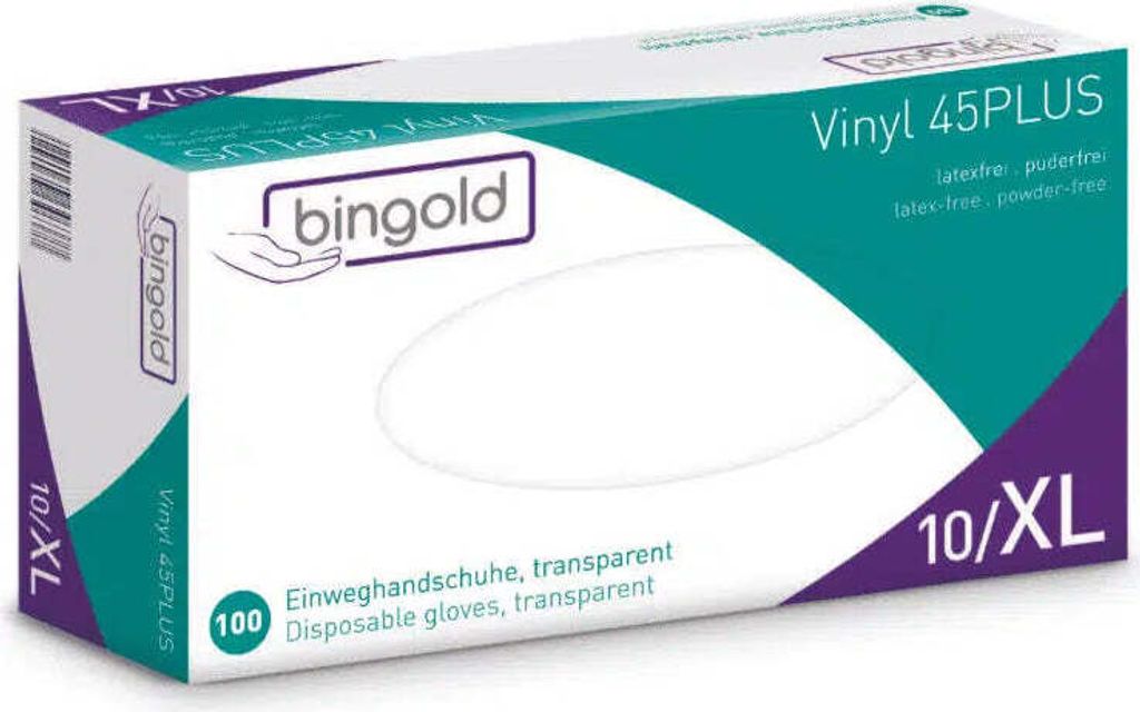 BINGOLD Vinyl 45PLUS, Einweghandschuhe, transparent, Produktbild 2