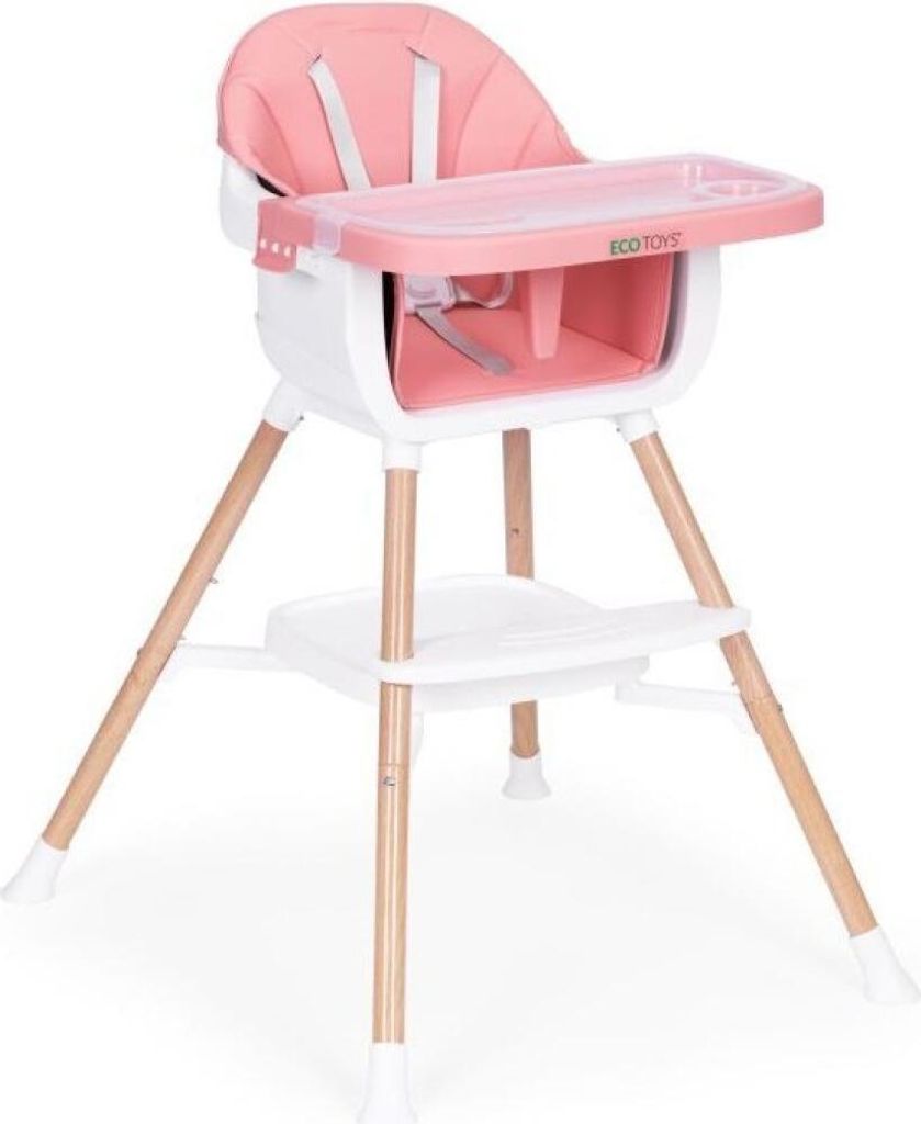 Chaise haute 2-en-1 rose pour enfants ECOTOYS Image du produit 