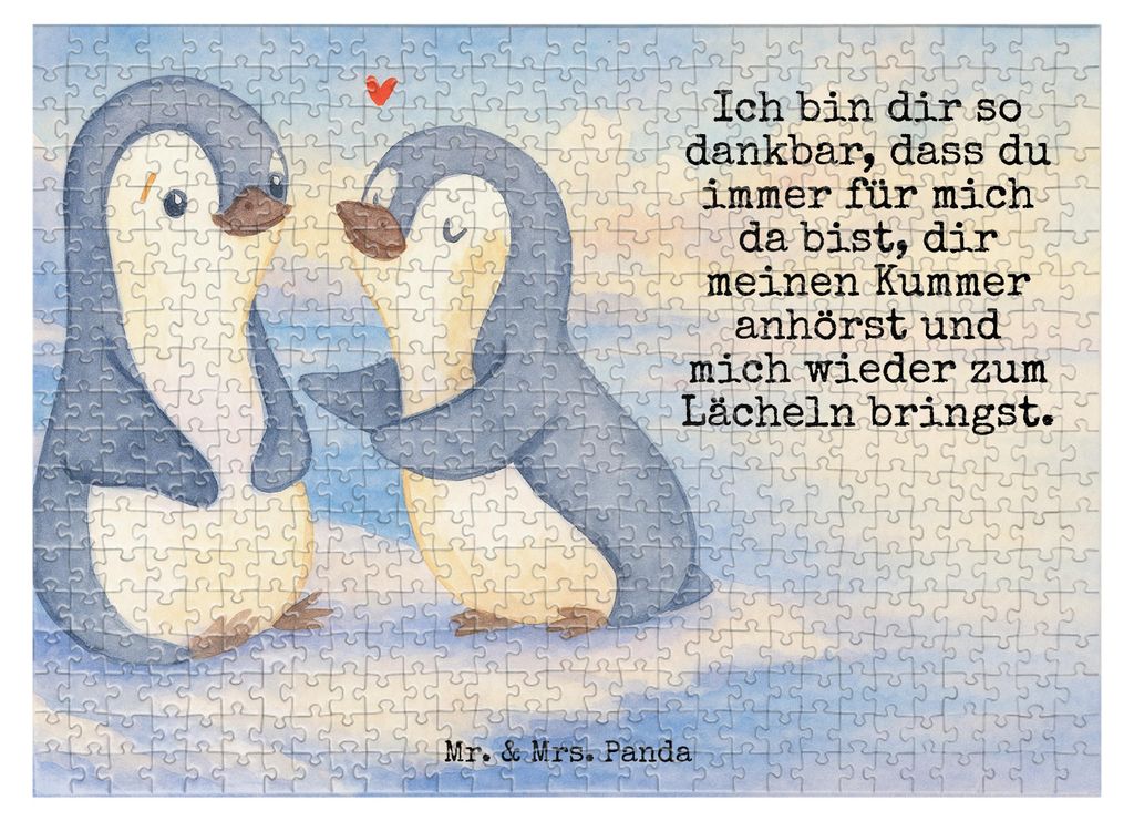 Mr. & Mrs. Panda Puzzle Pinguine trösten Design 551 Teile - Weiß - Geschenk, für Freundin, 2000, 1500, Jahrestag, Partner, 500, Valentinstag, Fr...