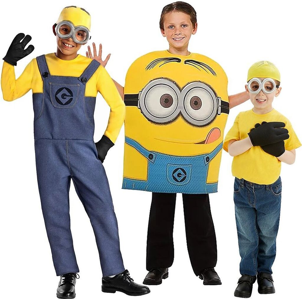 Minion Kostüm und Accesoire Box für Kinder Kindergröße: 116