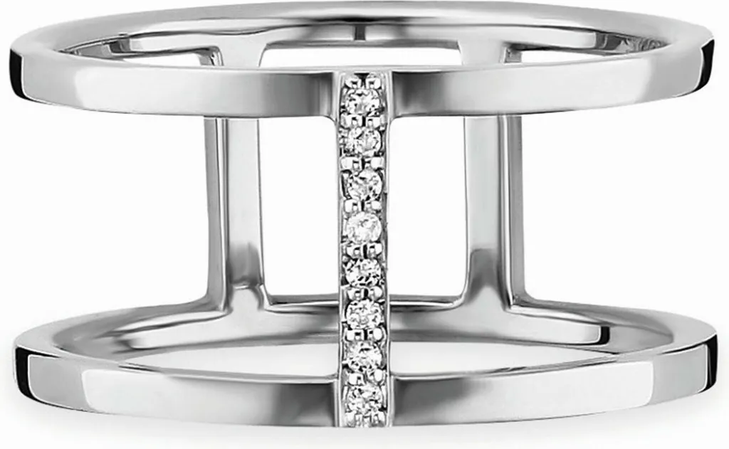 anello cai 925/- argento sterling rodiato topazio bianco