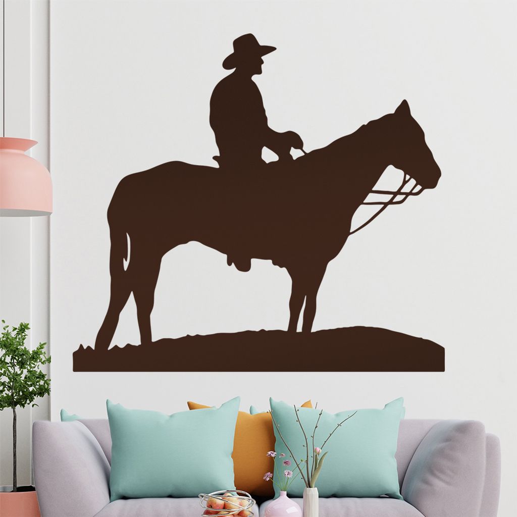 KIWISTAR Cowboy Pferd - Reiten Ausblick Wandtattoo in 6 Größen - Wandaufkleber Wall Sticker - Dekoration, Küche, Wohnzimmer, Schlafzimmer, Badez...