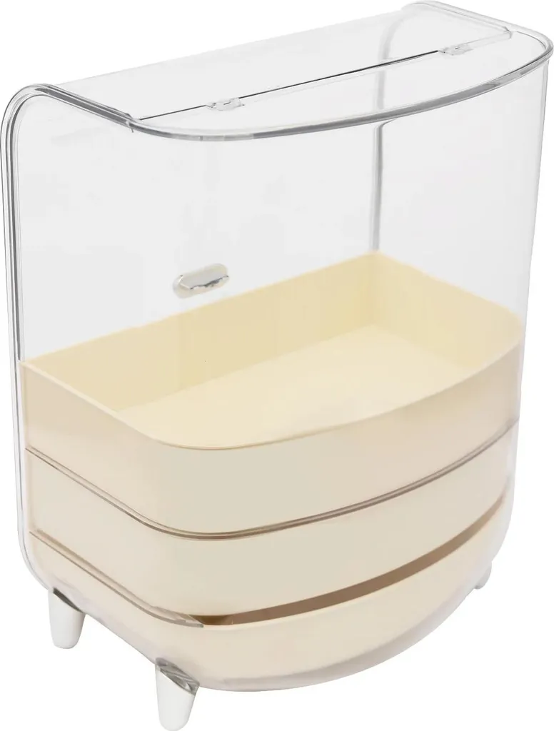 Boîte de rangement cosmétiques avec couvercle et tiroirs - Design blanc
